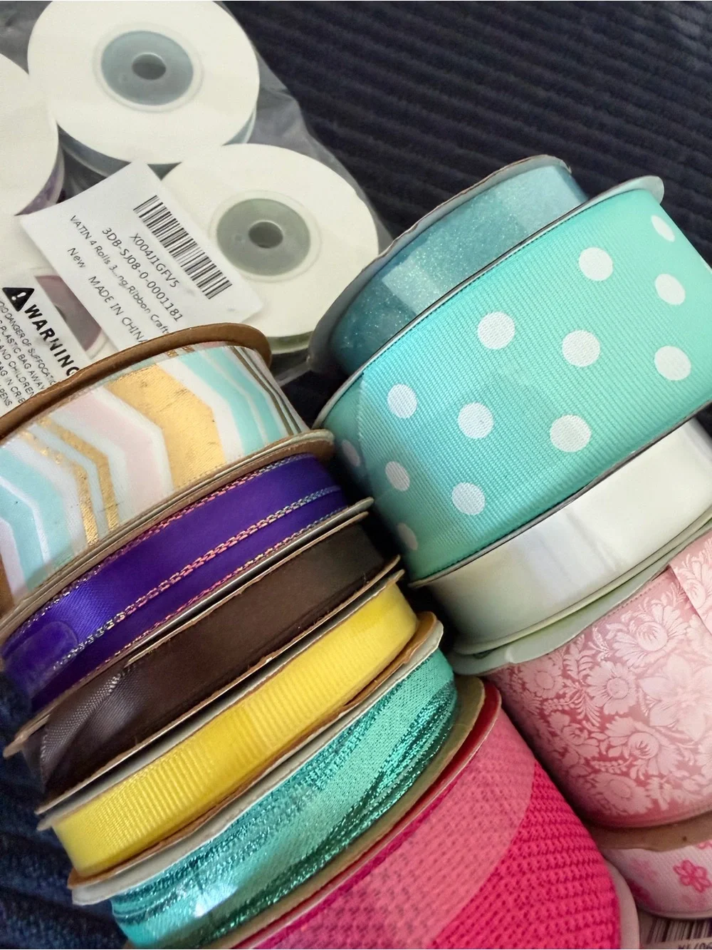 Assorted Pink and Teal Decorative Ribbon Bundle - Home Party Supplies Lot of 22